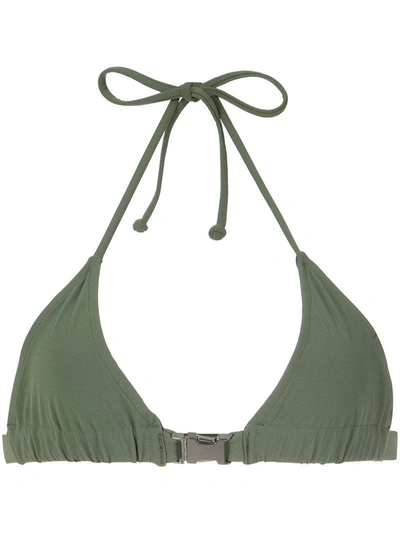Gloria Coelho Buckle Triangle Bikini Top In Green