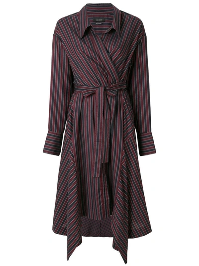 Isabel Marant Mila Striped Cotton Wrap Shirtdress In Red