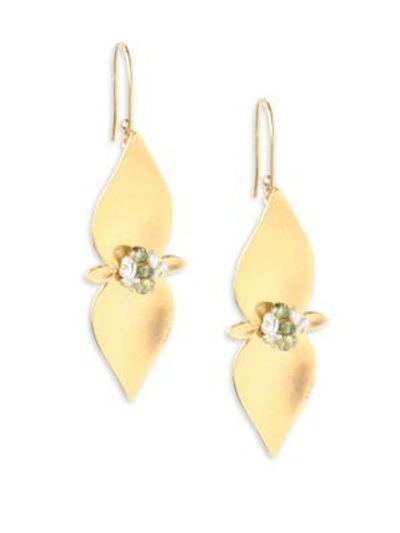 Annette Ferdinandsen Flora 3mm Pearl, Sapphire & 14k Yellow Gold Drop Earrings