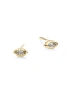 ZOË CHICCO Marquise Diamond & 14K Yellow Stud Earrings