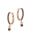 ZOË CHICCO Black Diamond & 14K Rose Gold Hoop Earrings