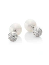 YOKO LONDON 13MM PEARL & DIAMOND 18K WHITE GOLD FRONT TO BACK EARRINGS,0400095974045