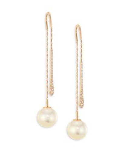 Yoko London Diamond & 13mm South Sea Yellow Pearl 18k Gold Pendulum Earrings In Yellow Gold