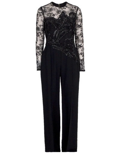 Elie Saab Illusion Lace Top Jumpsuit In Black