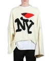 Raf Simons White Oversized 'i Love Ny' Sweater In Bianco
