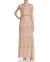 Adrianna Papell Beaded Blouson Gown In Taupe/pink