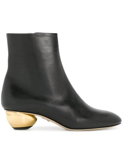 Paul Andrew 'brancusi' Orb Heel Leather Ankle Boots In Black