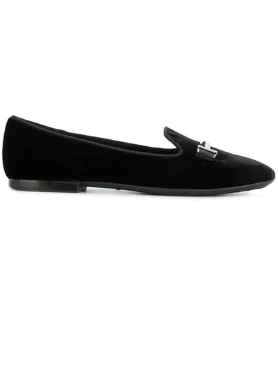Tod's Double T Slippers In Black