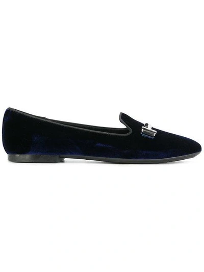 Tod's T-bar Suede Ballet Flats In Black