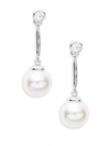 MAJORICA 10MM White Faux Pearl, Sterling Silver Hollow Fill Dangle & Drop Earrings,0400095770623