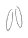 ADRIANA ORSINI Jumbo Micropave Silvertone Hoop Earrings,0400095551788