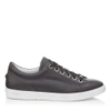 JIMMY CHOO CASH SLATE SMOOTH CALF LEATHER LOW TOP TRAINERS,CASHSML S