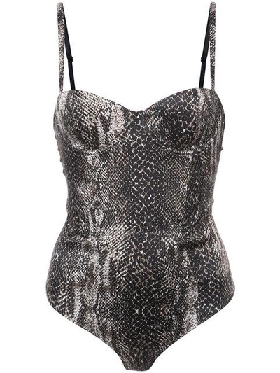 Fleur Du Mal Snakeskin Print Bodie In Black