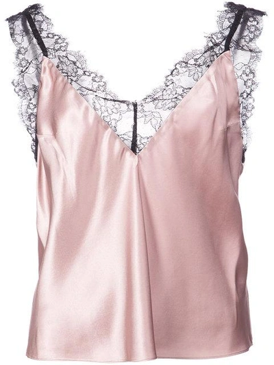 Fleur Du Mal Lace Trim Camisole In Rose Pink