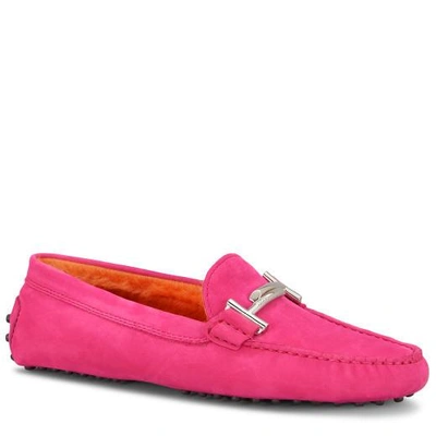 Tod's Gommino Driving Shoes In Nubuck In Pink