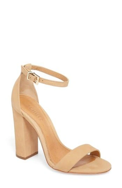 Schutz Women's Enida Nubuck Leather High Block Heel Sandals In Lightwood Suede