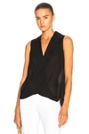L Agence Freja Wrap-effect Silk-georgette Blouse In Black