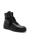 ANN DEMEULEMEESTER ANN DEMEULEMEESTER LEATHER HIGH TOP SNEAKERS IN BLACK,1702 4222 370 099