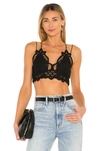 Free People Womens Black Adella Floral-embroidered Stretch-cotton Bralette Top S In Black