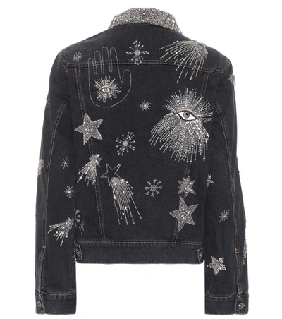 Isabel Marant Eloise Crystal-embellished Denim Jacket In Dark Grey