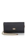 Ferragamo Gancini Leather Crossbody Wallet In Nero Black/gold