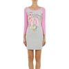 MOSCHINO DRESS LONG SLEEVES TWO-COLOR T-SHIRT DRESS WITH MOSCHINO MY LITTLE PONY PRINT AND LOGO,9124511