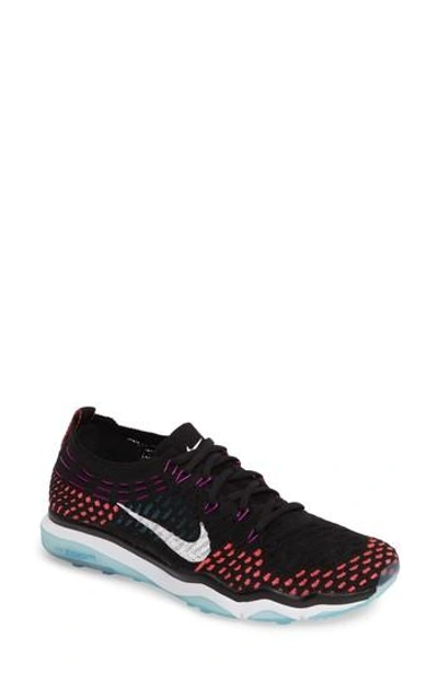 Nike Women's Air Zoom Fearless Flyknit Lace Up Sneakers In Black/white/chlorine Blue/vivid Purple