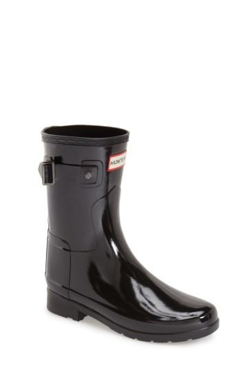 refined short gloss rain boot