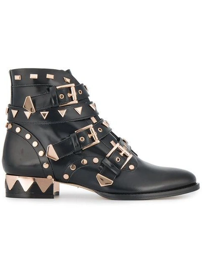 Sophia Webster Riko Stud-embellished Leather Ankle Boots In Black