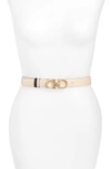Ferragamo Reversible Gancini Calfskin Leather Belt In Macadamia/ Nero