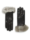 SURELL Leather & Rabbit Fur Gloves,0400092078497