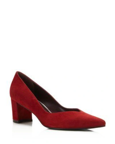 Stuart Weitzman Everyday Suede Pointed Toe Pumps In Scarlet