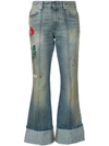 GUCCI EMBROIDERED FLARED JEANS WITH TURNED CUFFS,490941XR82112474392