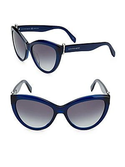 Alexander Mcqueen 56mm Cat Eye Sunglasses In Opal Blue