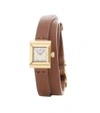 GUCCI G-FRAME SMALL SQUARE LEATHER WATCH,P00300335