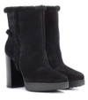 TOD'S SHEARLING-LINED SUEDE ANKLE BOOTS,P00282282