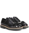 MIU MIU EMBELLISHED LEATHER DERBY SHOES,P00276473