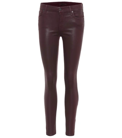 7 For All Mankind The Ankle Skinny Coated Jeans, Grey In Purple
