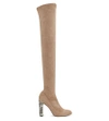 JIMMY CHOO Mya 100 embellished-heel stretch-suede over-the-knee boots