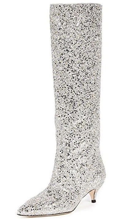 Kate Spade Olina Glitter Knee High Boot In Silver/gold