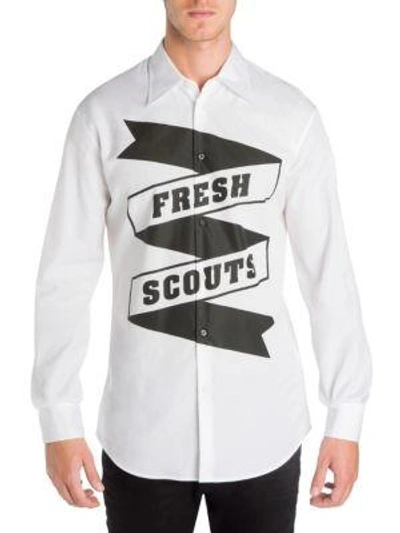 Dsquared2 Fresh Scouts Printed Cotton Poplin Shirt In White