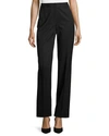 Lafayette 148 Luxe Stretch Crepe De Chine Studio Pant In Black