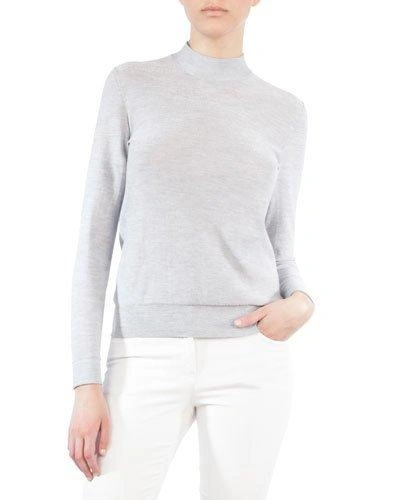 Akris Mock-neck Cashmere-blend Sweater In Gray Pattern