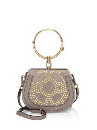 Chloé Nile Small Studded Bracelet Bag In Motty Grey