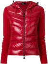 Moncler Red Down Hooded Cardigan