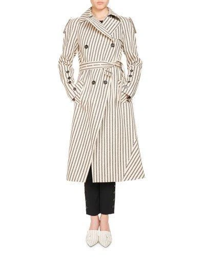 Altuzarra Fulton Printed Cotton-gabardine Trench Coat In Sand