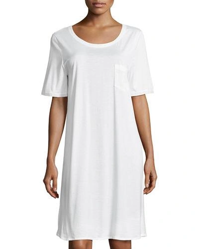 Hanro Cotton Deluxe Short-sleeve Big Sleepshirt In White