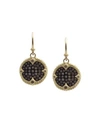 Armenta Blackened Sterling Silver & 18k Yellow Gold Old World Champagne Diamond Carved Disc Earrings In Yellow/black