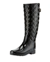 Hunter Original Refined High Gloss Quilted Waterproof Rain Boot In Black