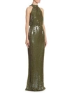 RACHEL GILBERT Inga Halter Sequin Gown